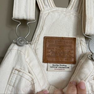 Levi White Short Overalls